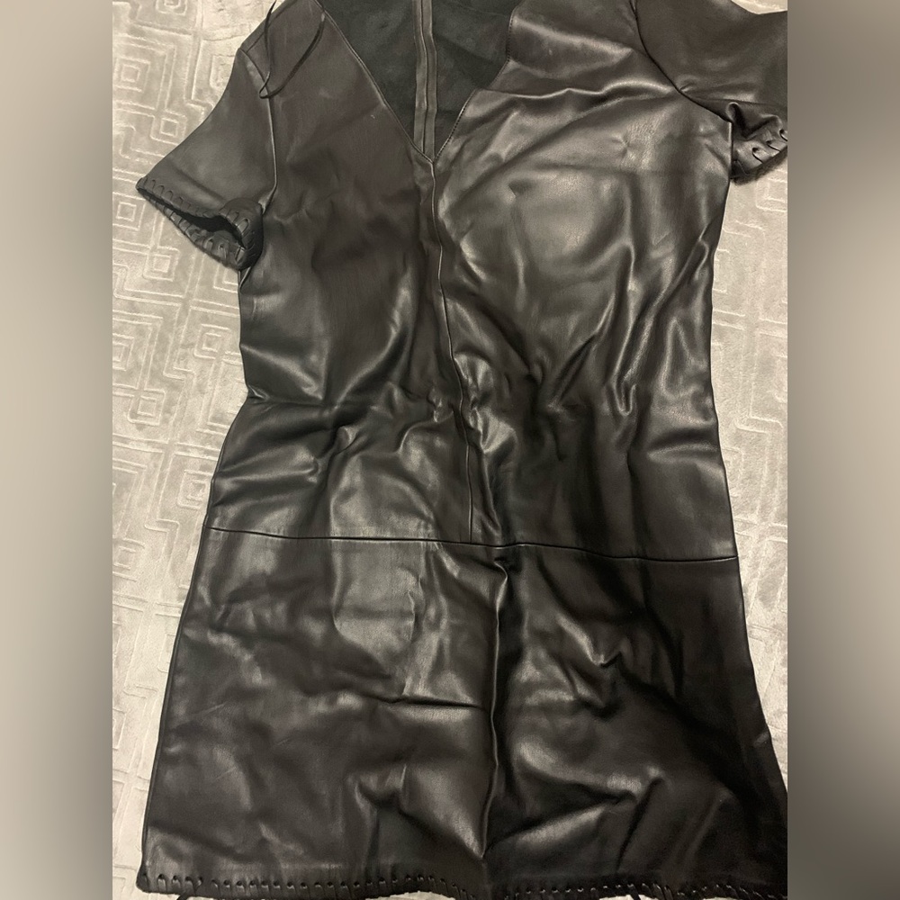 Zara black fake leather dress